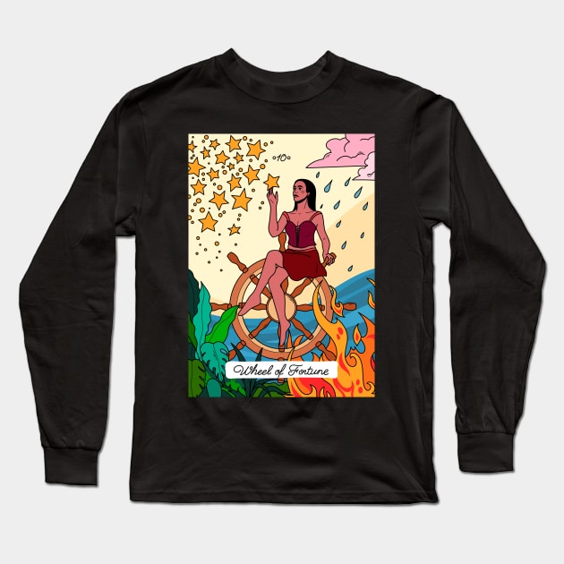 Tarot - Wheel of fortune Long Sleeve T-Shirt by magyarmelcsi